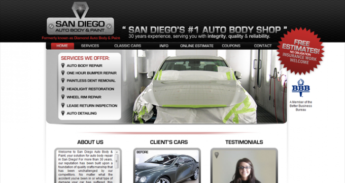 Website Redesign for Diamond Auto Body