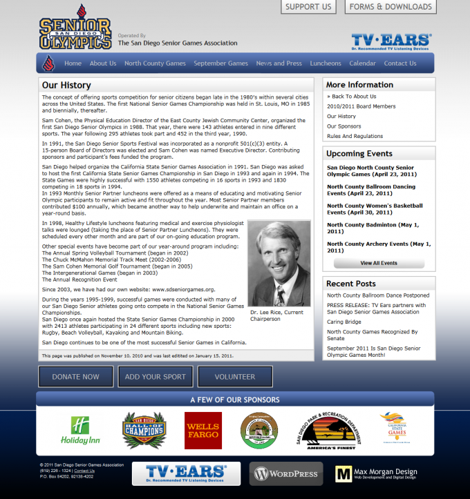 About San Diego Senior Games WordPress Design