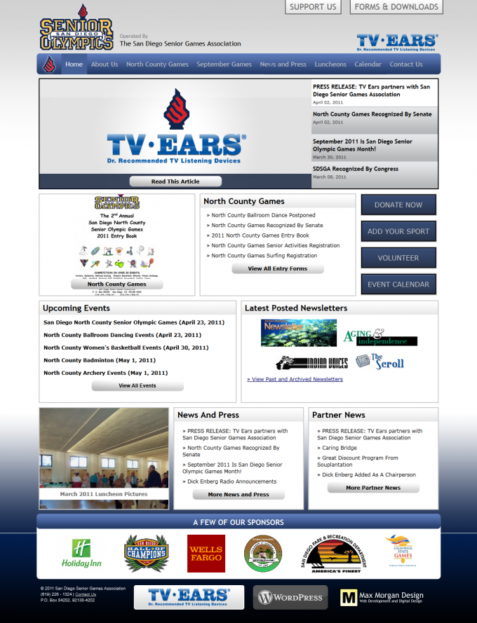 San Diego Senior Games WordPress ebsite