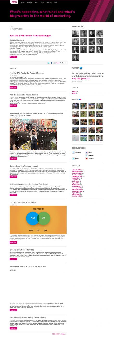EFM Agency What! Blog Homepage